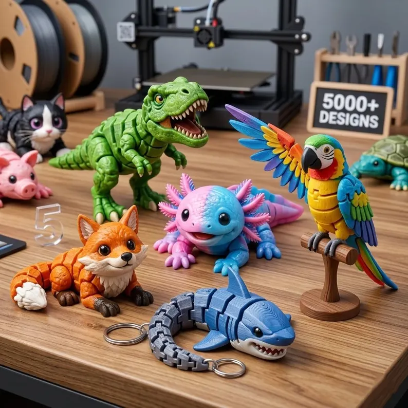 5000+ Flexi Animals STL – Keychains pack Articulated STL & 3MF Files Bundle – Instant Download - Image 2