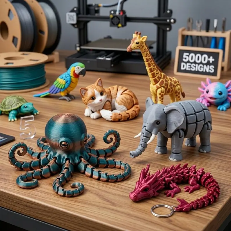 5000+ Flexi Animals STL – Keychains pack Articulated STL & 3MF Files Bundle – Instant Download - Image 6