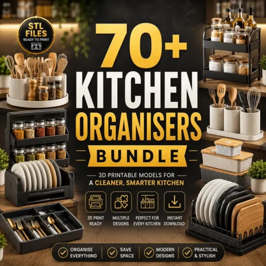 70+ Kitchen Organizers STL Bundle, Kitchen Storage Organizer